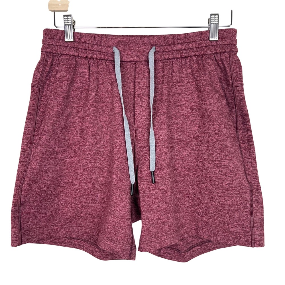 Lululemon Soft Jersey Short 5" Inseam Mens Small Heathered Burgundy/Misty Merlot